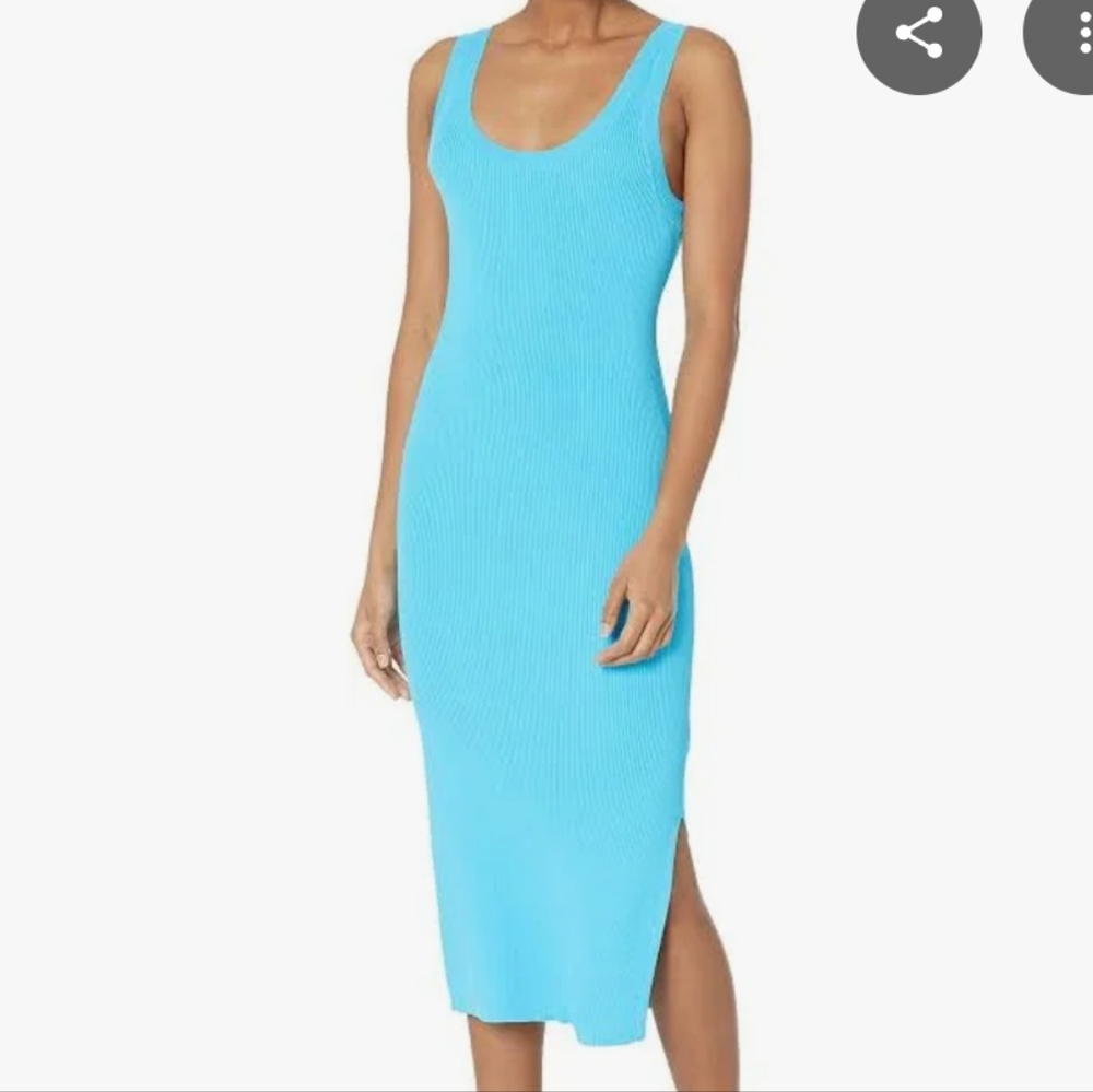 The‎ Drop New Ocean Blue Stretch Ribbwd Knit Tank Dress Bodycon Minimalist XXL